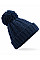 Navy Cable Knit Melange Beanie