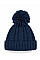 Navy Cable Knit Melange Beanie