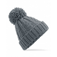 Light Grey Cable Knit Melange Beanie