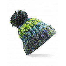 Electric Grey Corkscrew Pom Pom Beanie