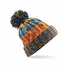 Retro Blues Corkscrew Pom Pom Beanie