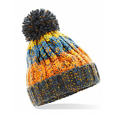 Retro Blues Junior Corkscrew Pom Pom Beanie