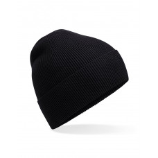 Black Organic Cotton Fine Knit Beanie