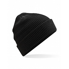 Black Organic Cotton Waffle Beanie