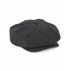 Charcoal Marl Melton Wool Baker Boy Cap