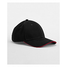 Black/Classic Red EarthAware® Classic Organic Cotton 6 Panel Cap - Sandwich Peak