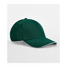 Bottle Green/ White EarthAware® Classic Organic Cotton 5 Panel Cap - Sandwich Peak