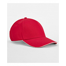 Classic Red/White EarthAware® Classic Organic Cotton 5 Panel Cap - Sandwich Peak