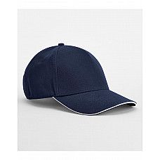 French Navy/White EarthAware® Classic Organic Cotton 5 Panel Cap - Sandwich Peak