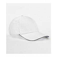 White/French Navy EarthAware® Classic Organic Cotton 5 Panel Cap - Sandwich Peak