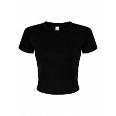 Solid Black Blend Women's Micro Rib Baby Tee