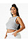 Solid White Blend Women's Micro Rib Muscle Crop Tank