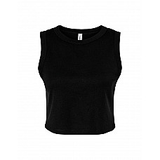 Solid Black Blend Women's Micro Rib Muscle Crop Tank