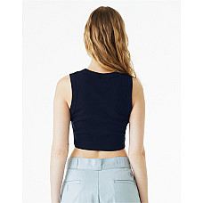 Solid Navy Blend Women's Micro Rib Muscle Crop Tank