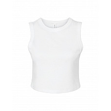 Solid White Blend Women's Micro Rib Muscle Crop Tank