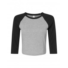 Athletic Heather/Black Women's Micro Rib 3/4 Raglan Tee