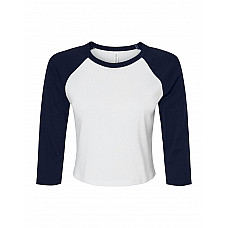 White/Navy Women's Micro Rib 3/4 Raglan Tee