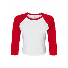 White/Red Women's Micro Rib 3/4 Raglan Tee