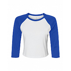 White/True Royal Women's Micro Rib 3/4 Raglan Tee