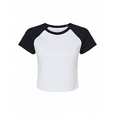 White/Black Women's Micro Rib Raglan Baby Tee