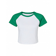 White/Kelly Women's Micro Rib Raglan Baby Tee