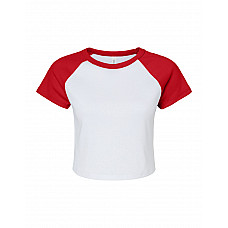 White/Red Women's Micro Rib Raglan Baby Tee