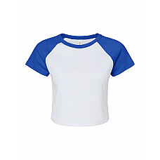 White/True Royal Women's Micro Rib Raglan Baby Tee