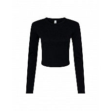 Solid Black Blend Women's Micro Rib Long Sleeve Tee