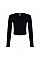 Solid Black Blend Women's Micro Rib Long Sleeve Tee