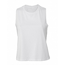 Solid White Triblend Women's Racerback Cropped Tank