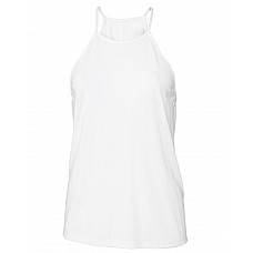 White Women's Flowy High Neck Tank