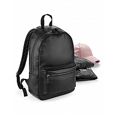 Black Faux Leather Fashion Backpack