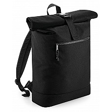 Black Recycled Roll-Top Backpack