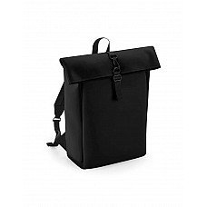 Black Matte PU Roll-Top Backpack