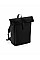 Black Matte PU Roll-Top Backpack