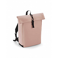 Nude Pink Matte PU Roll-Top Backpack