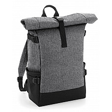 Grey Marl/Black Block Roll-Top Backpack