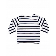 White/Navy Baby Breton Top