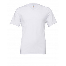 White Canvas Unisex Jersey Short Sleeve V-Neck Tee