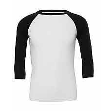 White/Black Canvas Unisex 3/4 Sleeve Baseball Tee