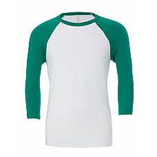 White/Kelly Green Canvas Unisex 3/4 Sleeve Baseball Tee