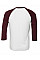 White/Maroon Canvas Unisex 3/4 Sleeve Baseball Tee