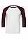 White/Maroon Canvas Unisex 3/4 Sleeve Baseball Tee