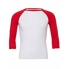 White/Red Canvas Unisex 3/4 Sleeve Baseball Tee