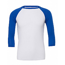 White/True Royal Canvas Unisex 3/4 Sleeve Baseball Tee