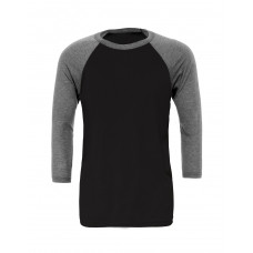 Black/ Deep Heather Grey Canvas Unisex 3/4 Sleeve Baseball Tee