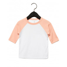 White/Heather Peach Toddler 3/4 Sleeve Baseball Tee