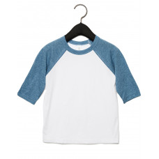 White/Denim Toddler 3/4 Sleeve Baseball Tee