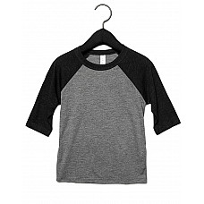 Grey/Charcoal Black Triblend Toddler 3/4 Sleeve Baseball Tee