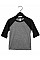 Grey/Charcoal Black Triblend Toddler 3/4 Sleeve Baseball Tee